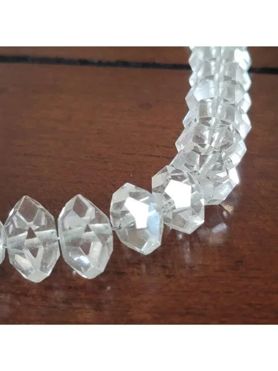 Vintage Art Deco Graduated Faceted Clear Crystal Bead Necklace - Picture 4 of 7